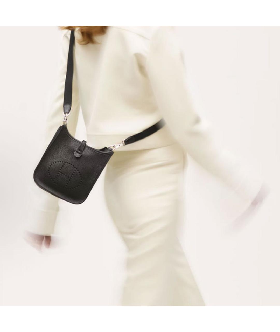 HERMES Черная кожаная сумка через плечо, фото 5