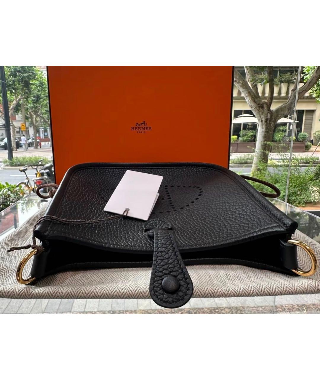 HERMES Черная кожаная сумка через плечо, фото 8