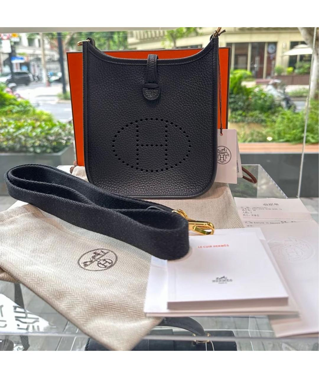 HERMES Черная кожаная сумка через плечо, фото 6