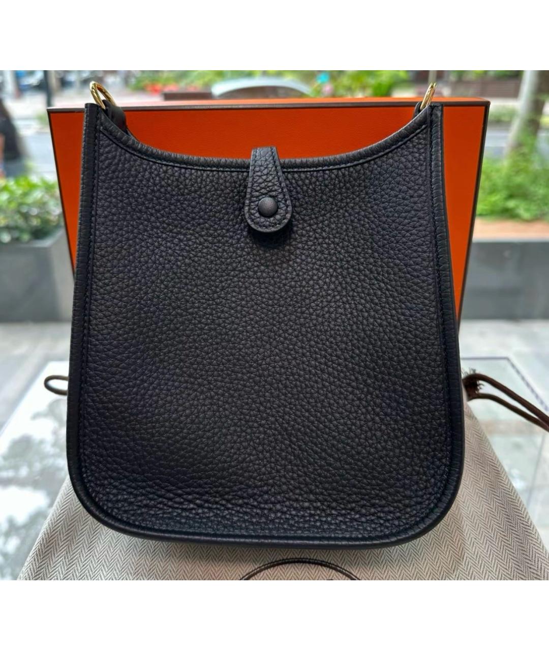 HERMES Черная кожаная сумка через плечо, фото 7