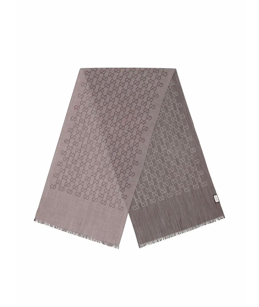 GUCCI Коричневый шерстяной шарф, фото 8