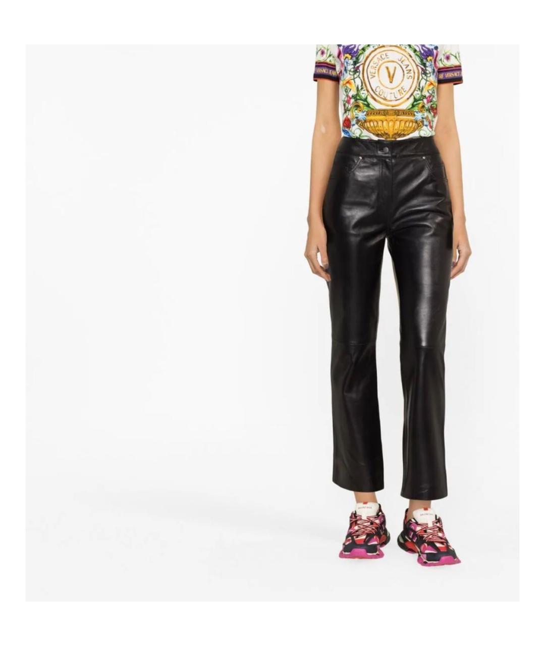 STAND STUDIO Черные кожаные прямые брюки, фото 5