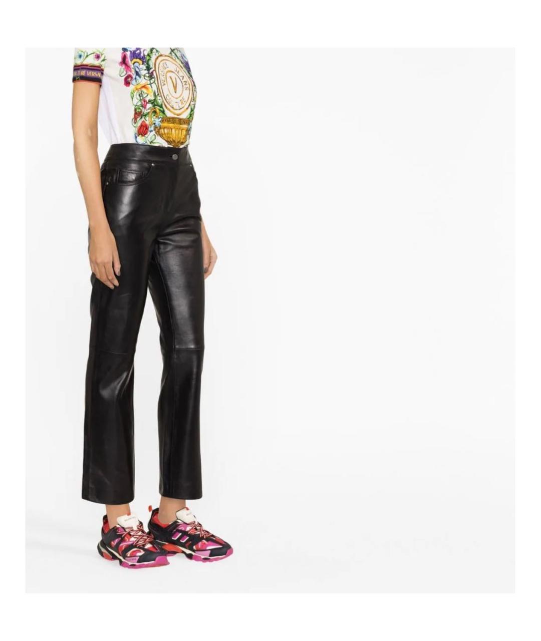 STAND STUDIO Черные кожаные прямые брюки, фото 6