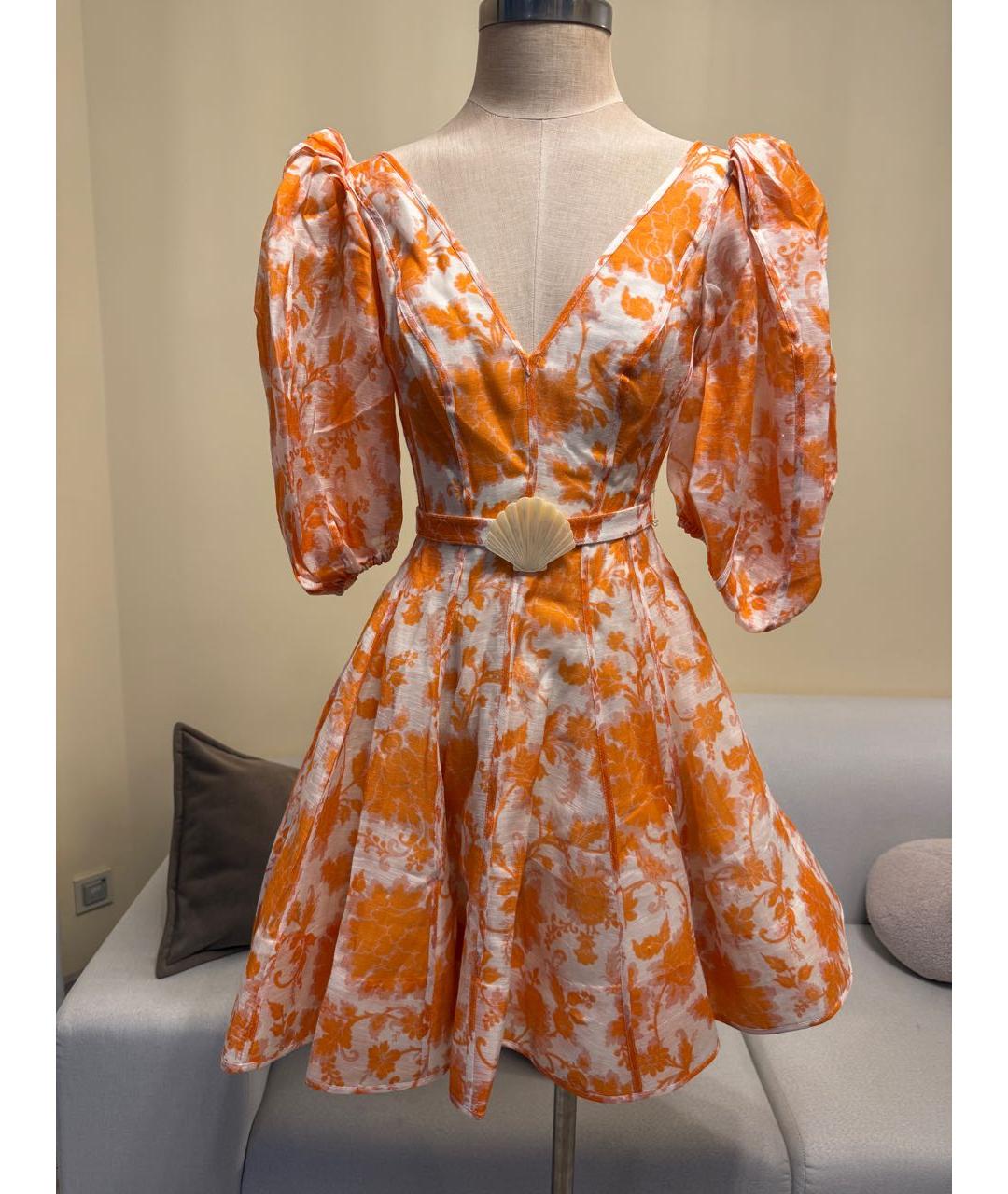ZIMMERMANN Оранжевое хлопковое коктейльное платье, фото 2
