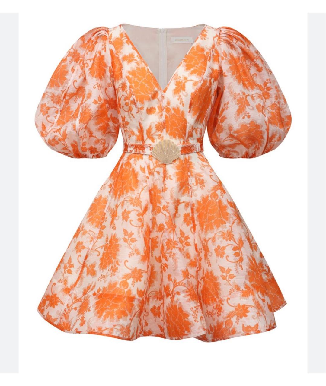 ZIMMERMANN Оранжевое хлопковое коктейльное платье, фото 9