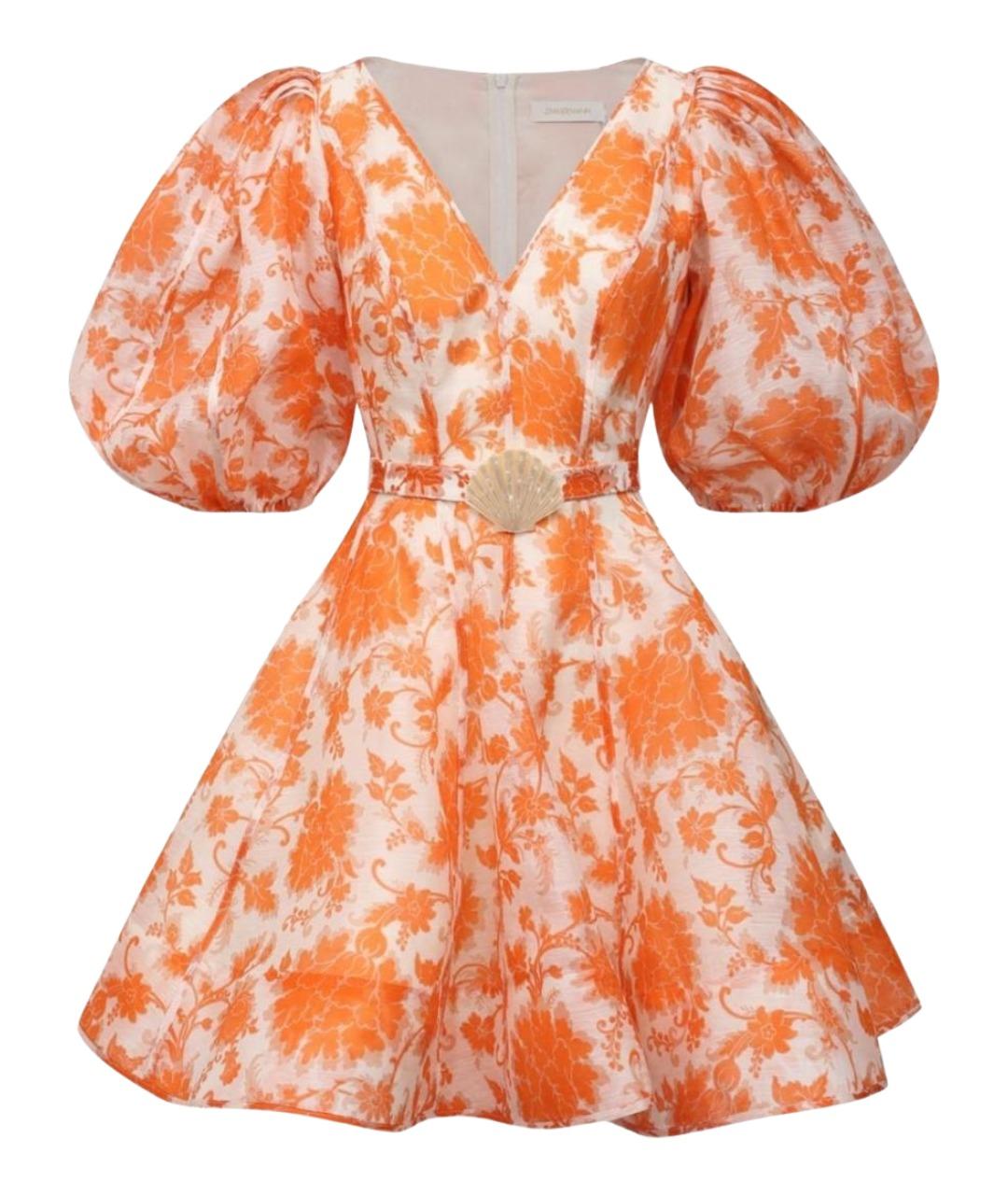 ZIMMERMANN Оранжевое хлопковое коктейльное платье, фото 1