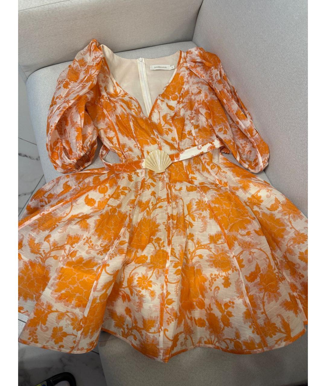 ZIMMERMANN Оранжевое хлопковое коктейльное платье, фото 4