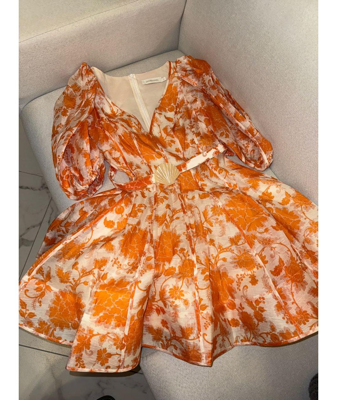 ZIMMERMANN Оранжевое хлопковое коктейльное платье, фото 5