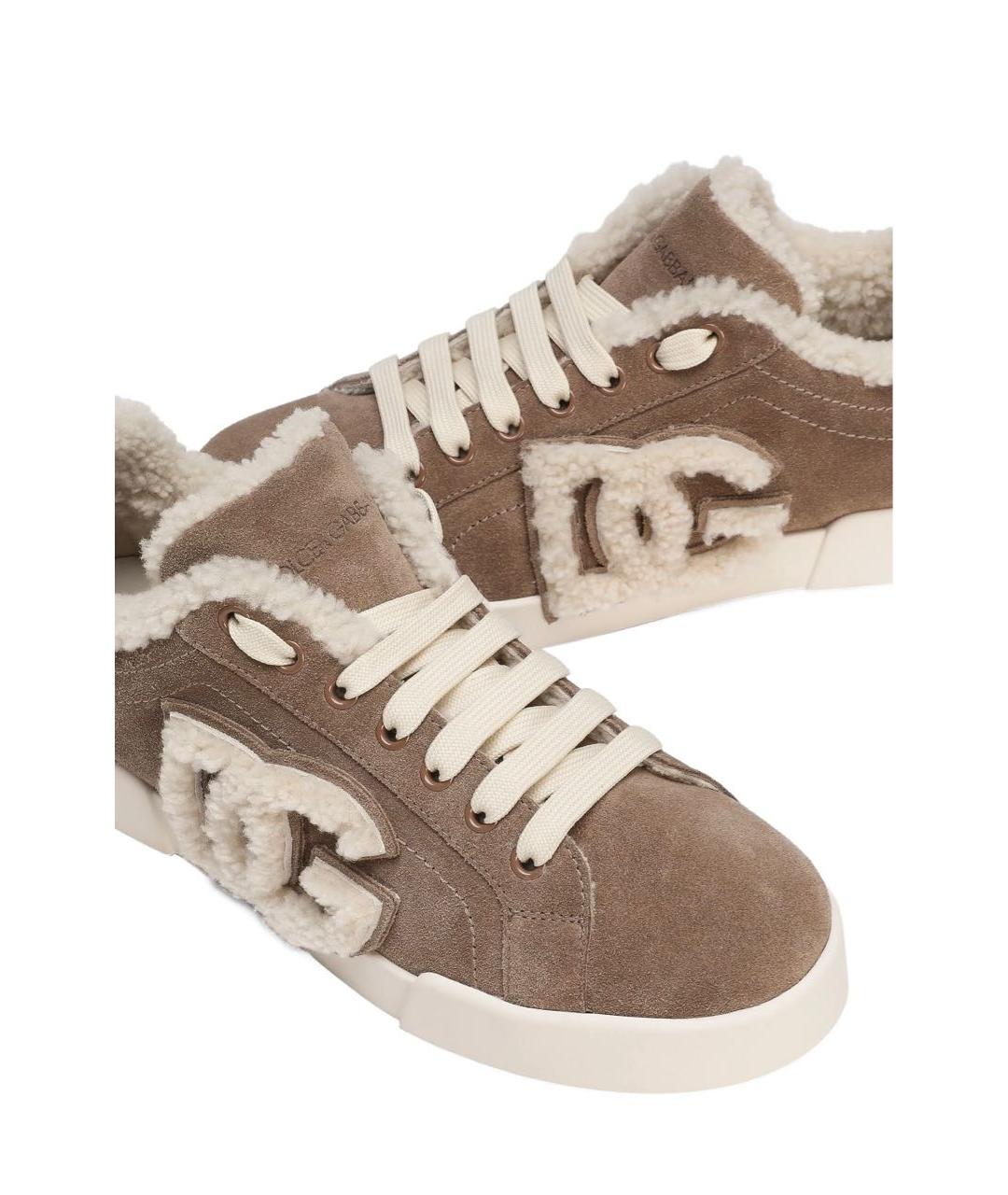 DOLCE&GABBANA Бежевые замшевые кроссовки, фото 2