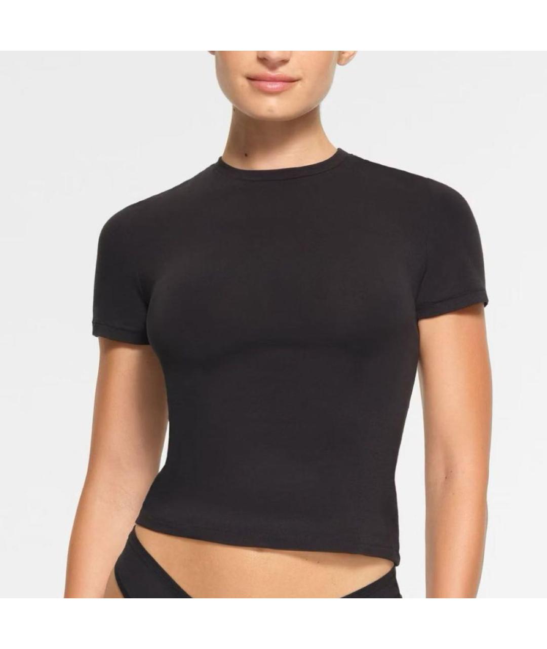 SKIMS Черная хлопковая футболка, фото 5