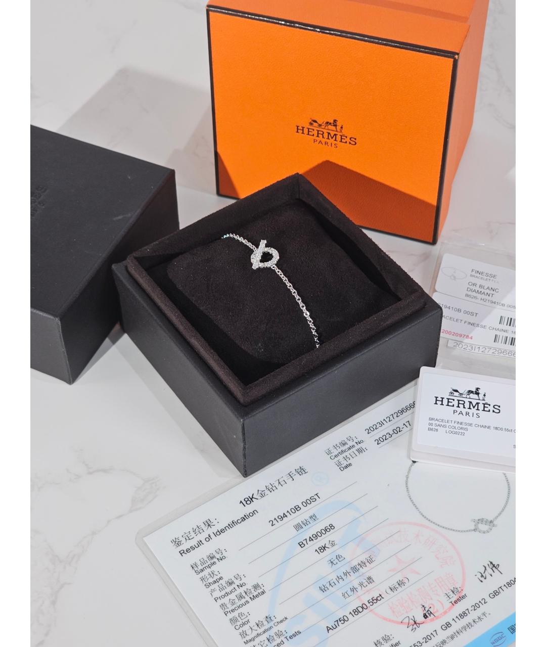 HERMES Серебрянный браслет из белого золота, фото 2