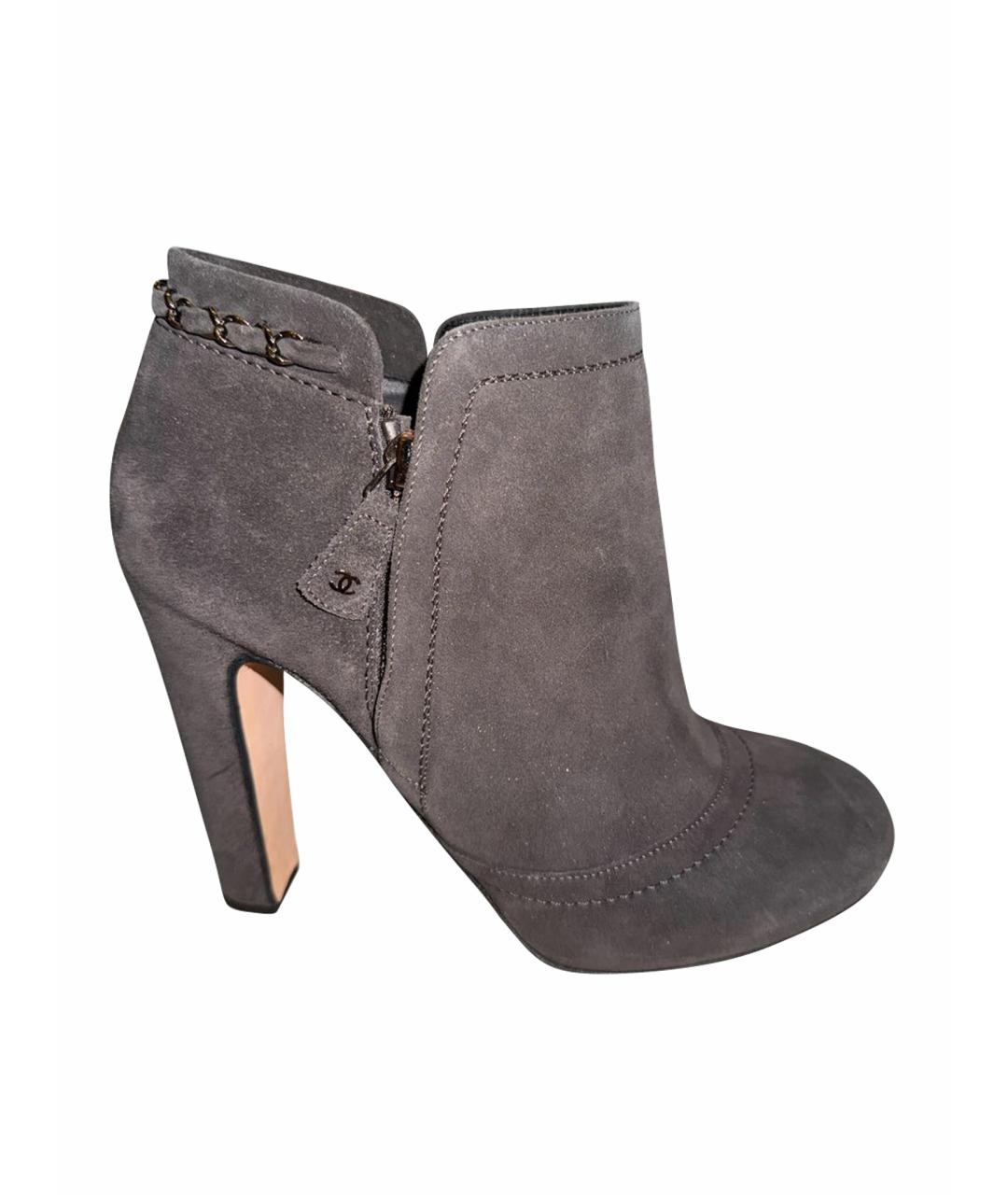 CHANEL Серые замшевые ботильоны, фото 1