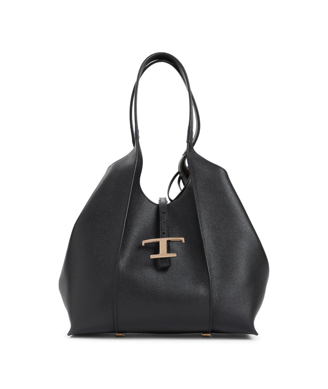 TOD'S Черная кожаная сумка тоут, фото 1