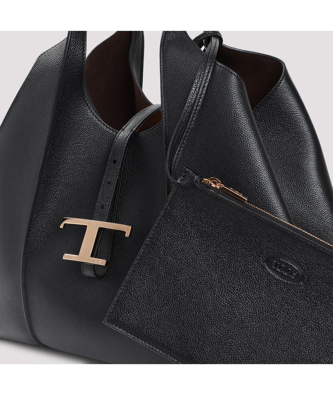 TOD'S Черная кожаная сумка тоут, фото 3