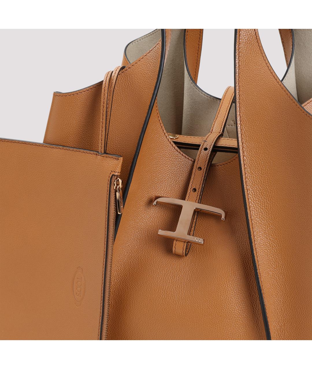 TOD'S Бежевая кожаная сумка тоут, фото 3