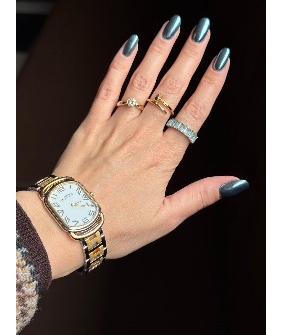 HERMES Серебряные позолоченные часы, фото 5