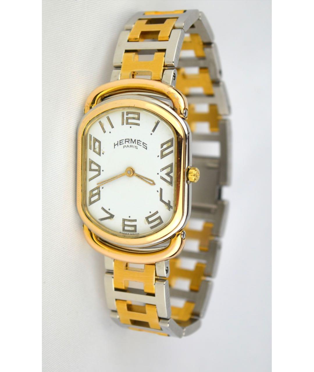 HERMES Серебряные позолоченные часы, фото 9