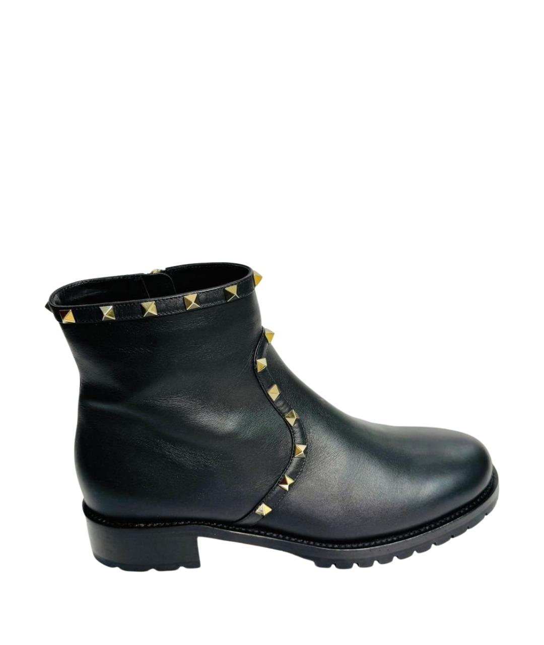 VALENTINO Черные кожаные полусапоги, фото 1