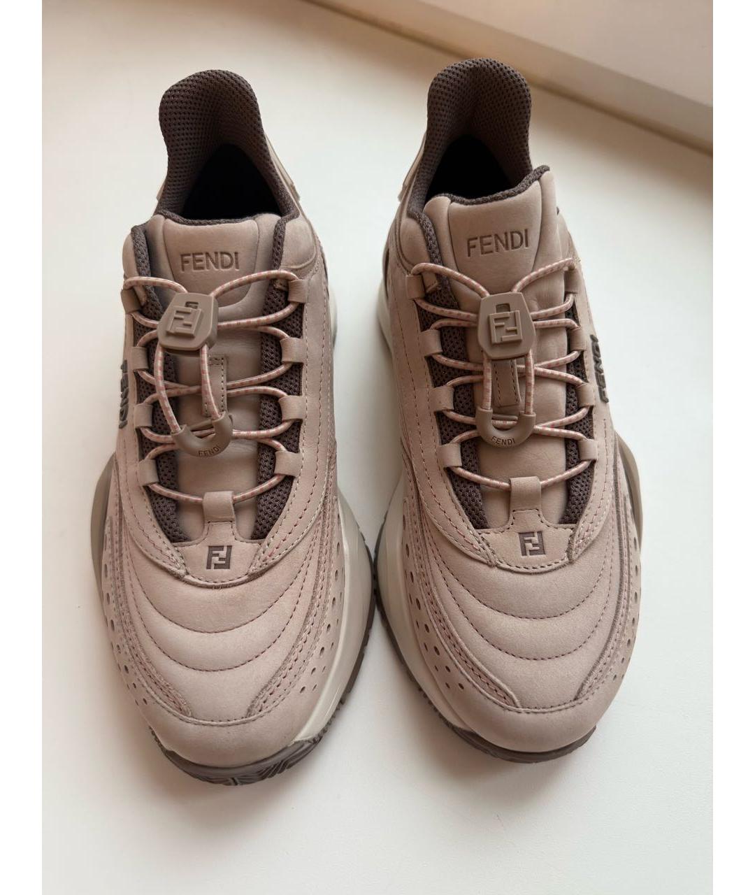FENDI Бежевые замшевые кеды, фото 2