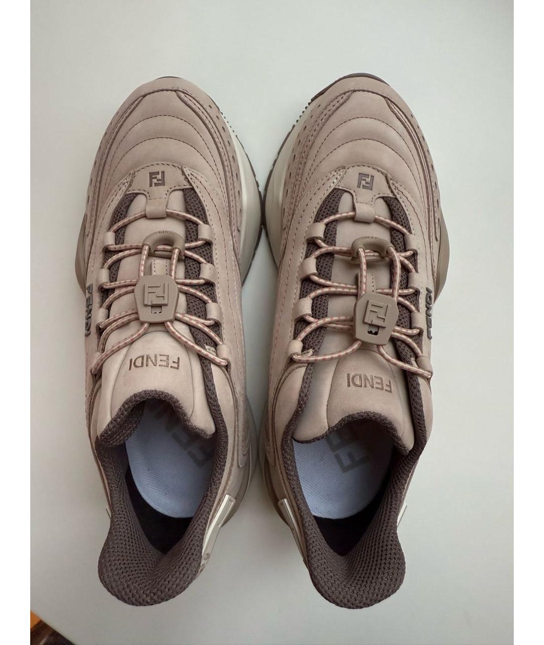 FENDI Бежевые замшевые кеды, фото 3