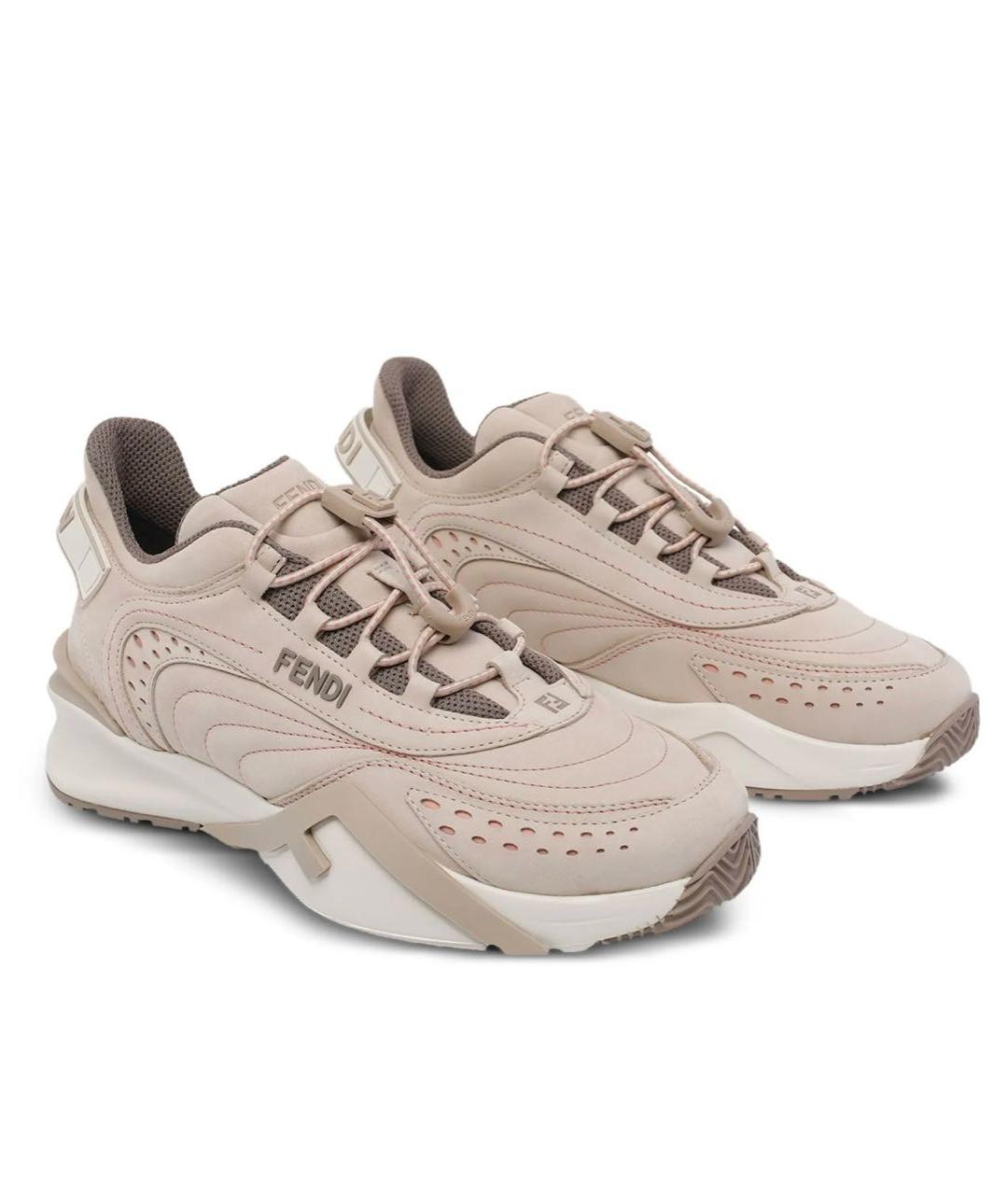 FENDI Бежевые замшевые кеды, фото 6