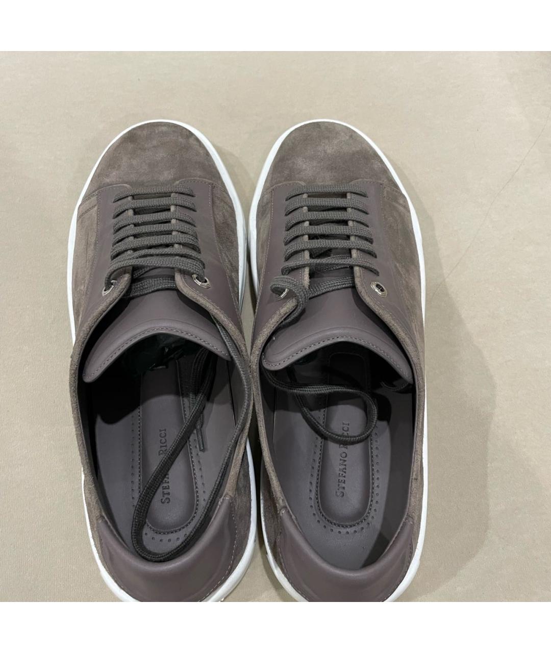 STEFANO RICCI Бежевые замшевые низкие кроссовки / кеды, фото 3