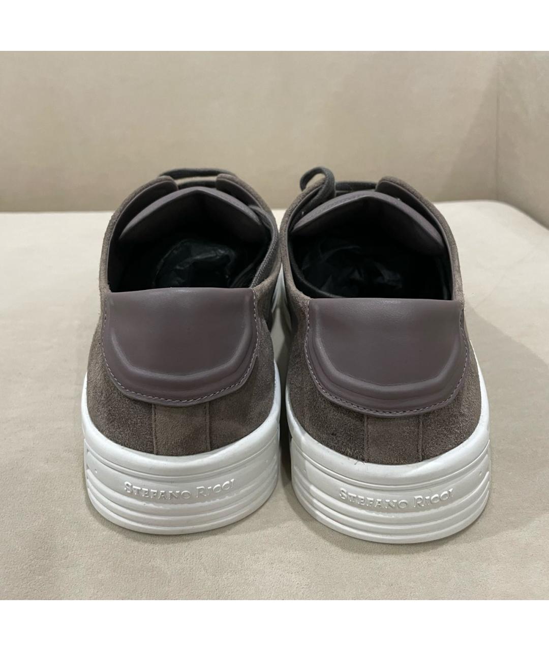 STEFANO RICCI Бежевые замшевые низкие кроссовки / кеды, фото 4