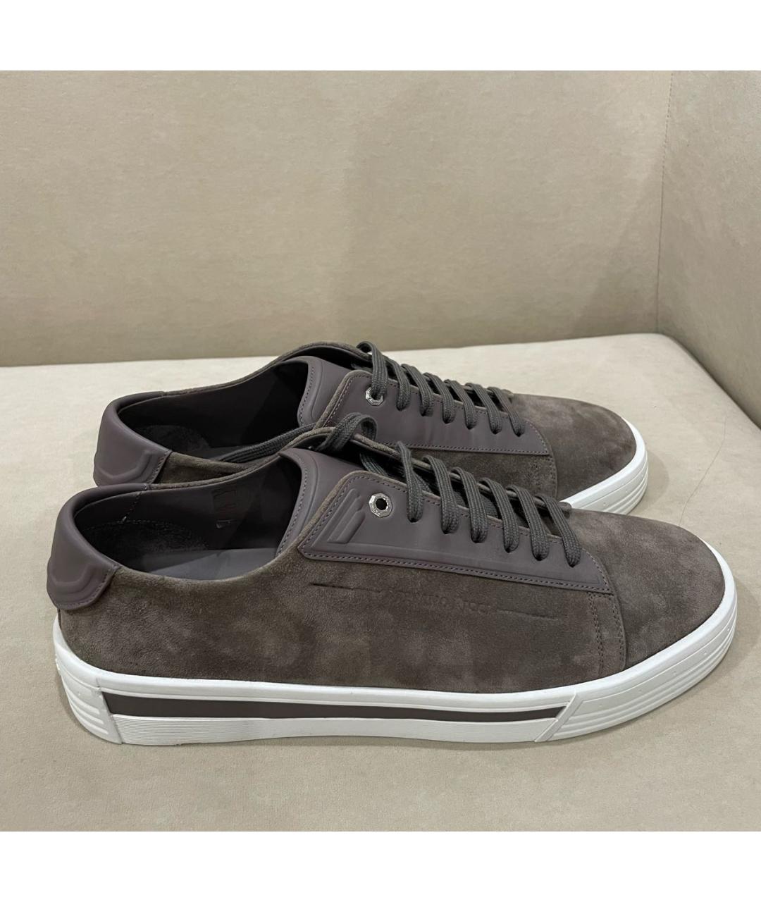 STEFANO RICCI Бежевые замшевые низкие кроссовки / кеды, фото 5