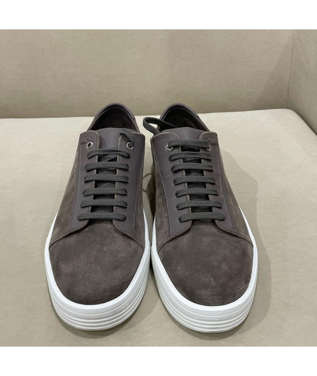 STEFANO RICCI Бежевые замшевые низкие кроссовки / кеды, фото 2