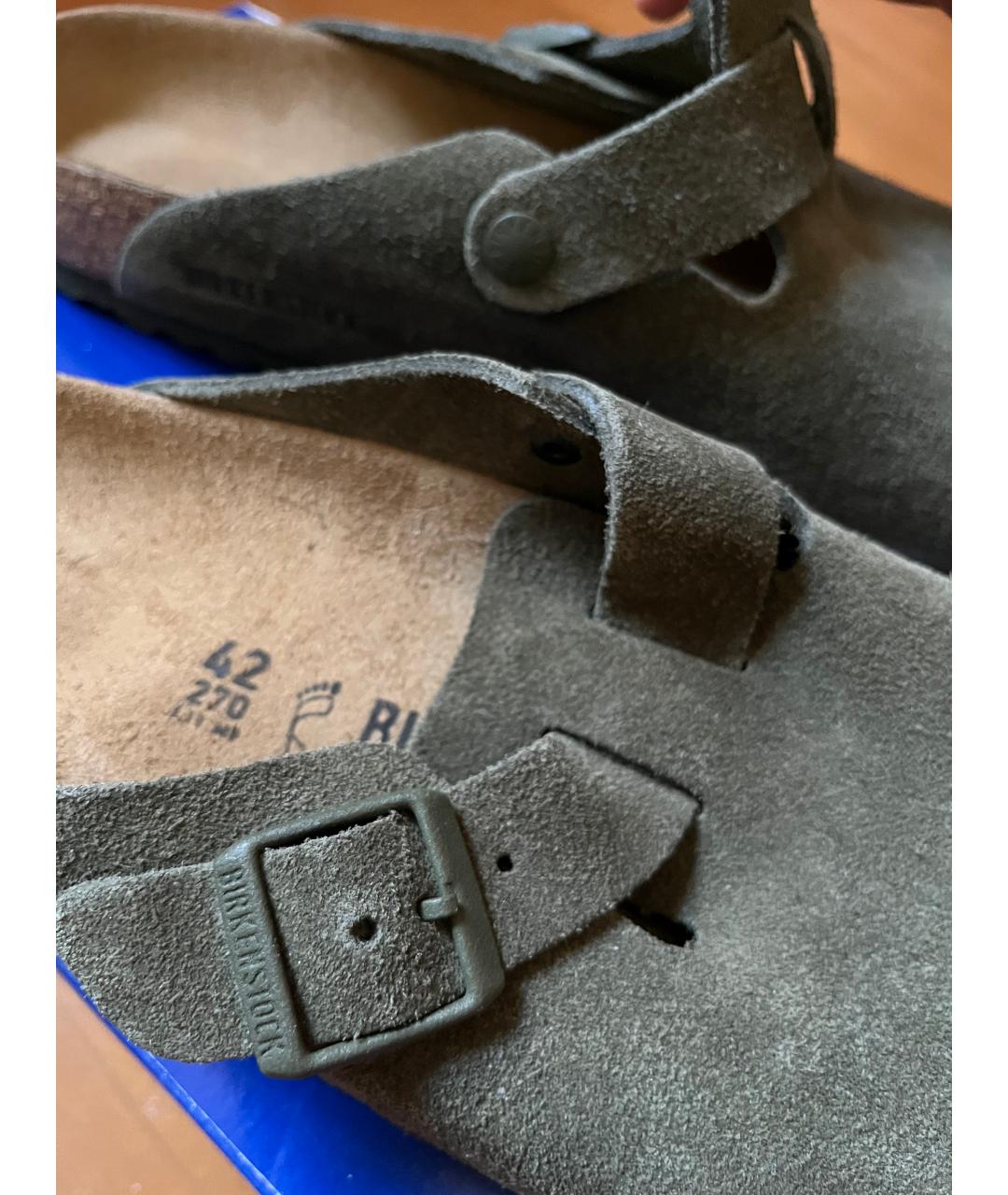 BIRKENSTOCK Хаки замшевые сандалии, фото 5