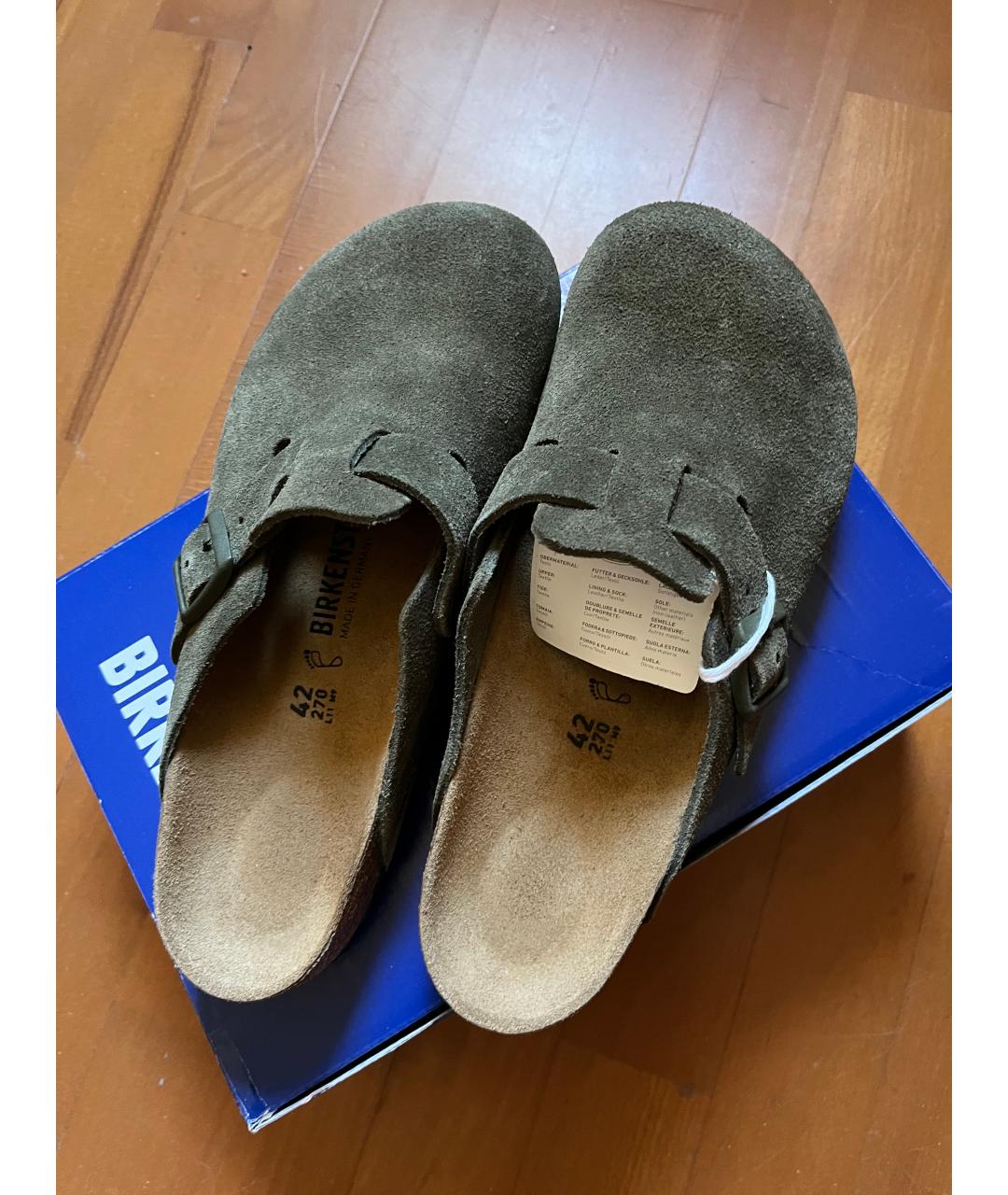 BIRKENSTOCK Хаки замшевые сандалии, фото 3