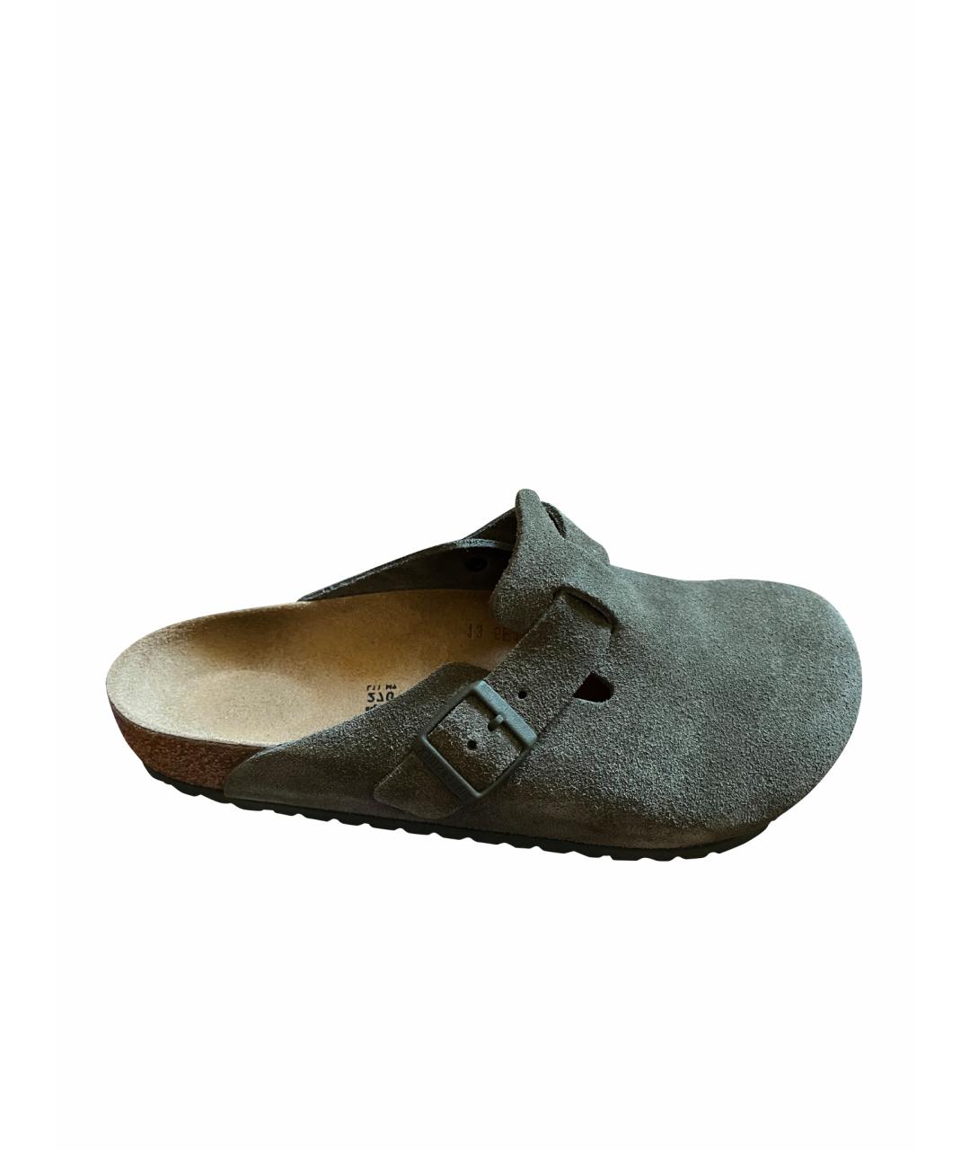 BIRKENSTOCK Хаки замшевые сандалии, фото 1