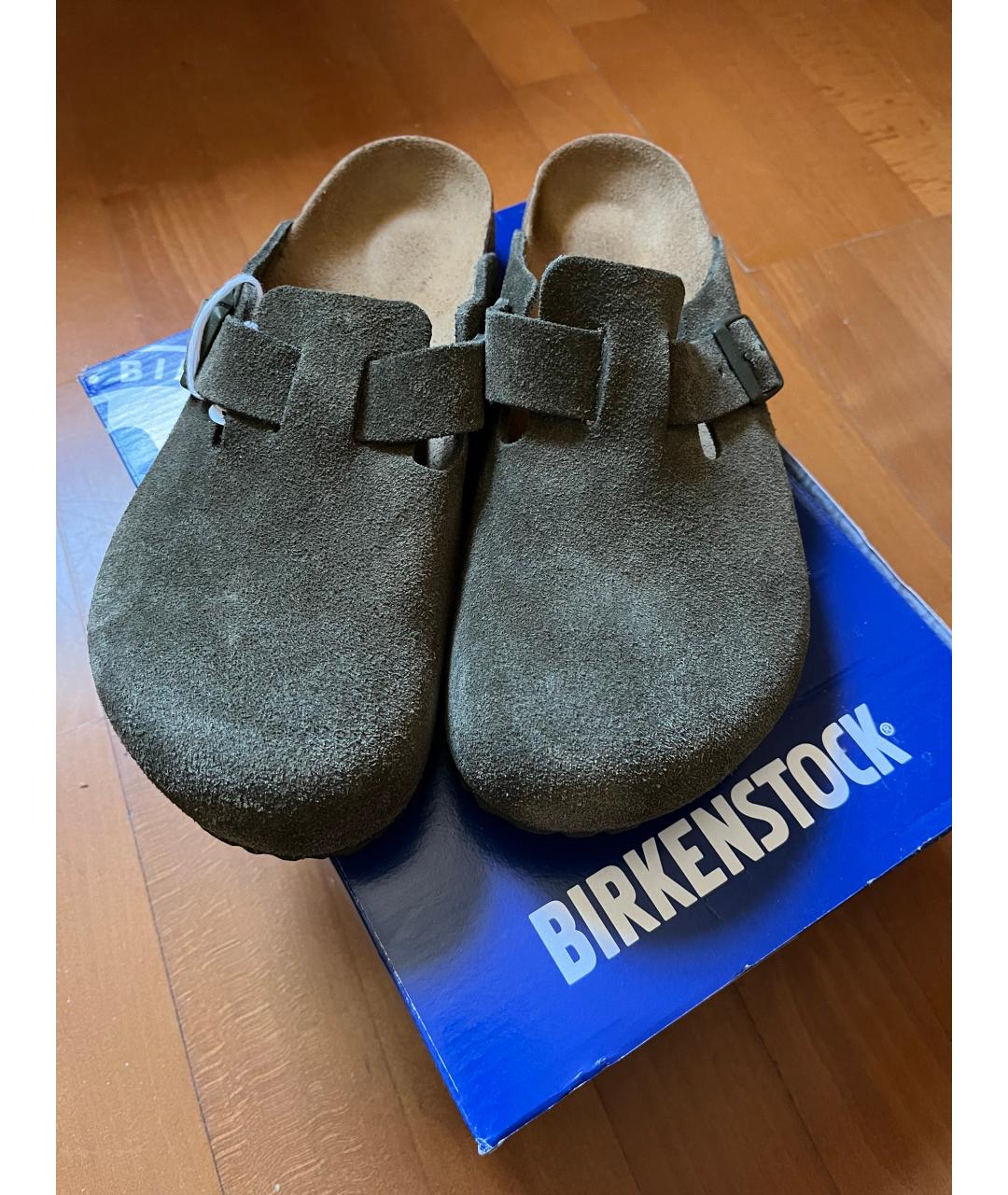 BIRKENSTOCK Хаки замшевые сандалии, фото 4