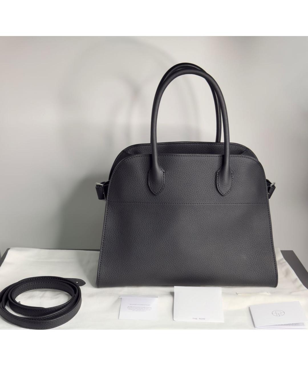 THE ROW Черная кожаная сумка с короткими ручками, фото 7