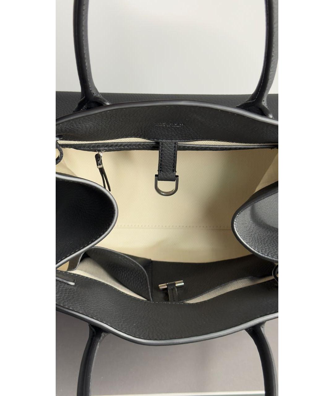 THE ROW Черная кожаная сумка с короткими ручками, фото 4