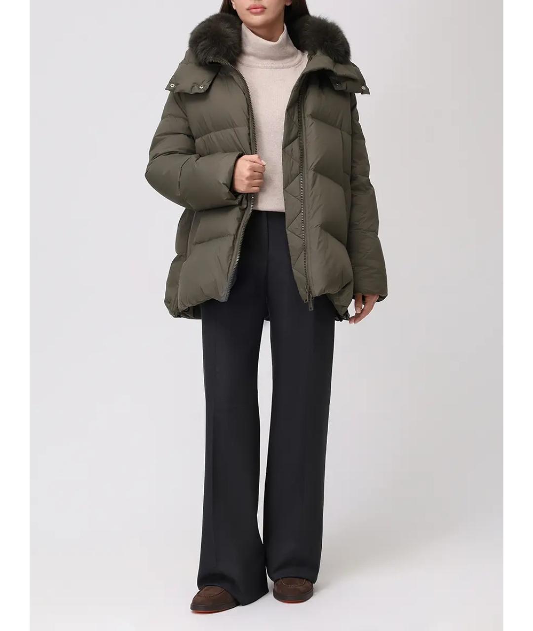 YVES SALOMON Зеленый пуховик, фото 2