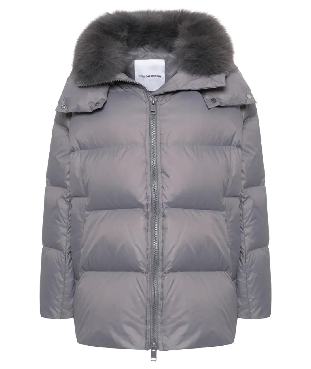 YVES SALOMON Серый полиамидовый пуховик, фото 1