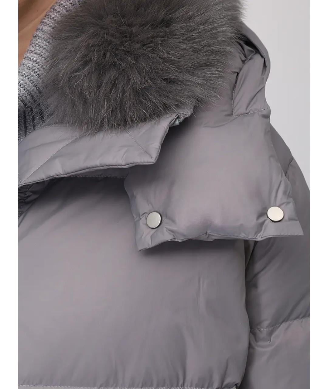 YVES SALOMON Серый полиамидовый пуховик, фото 5