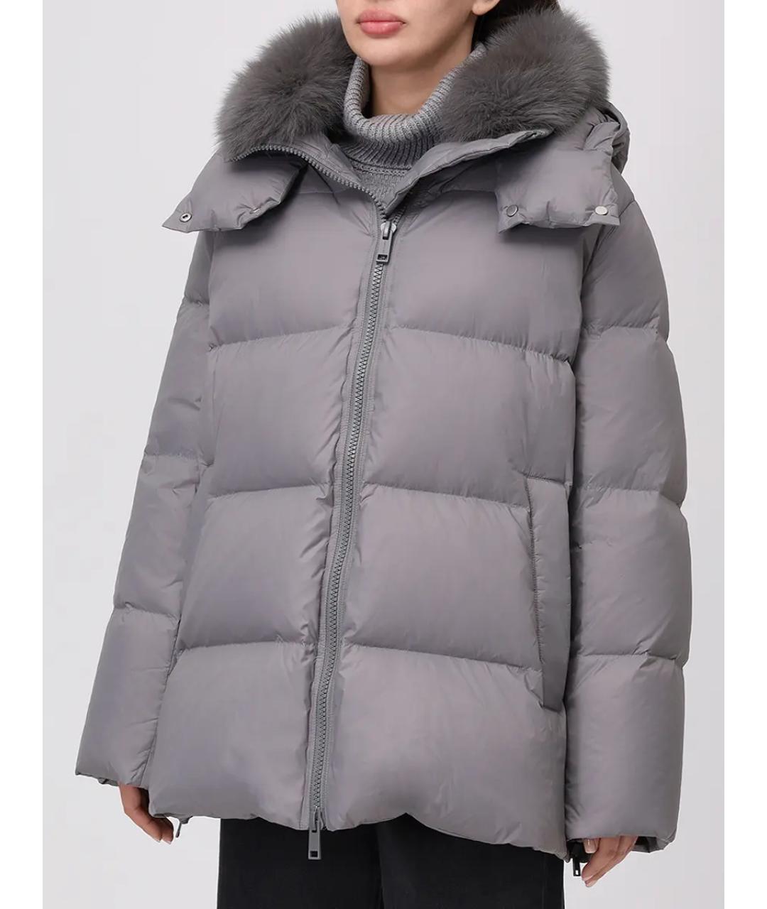 YVES SALOMON Серый полиамидовый пуховик, фото 4