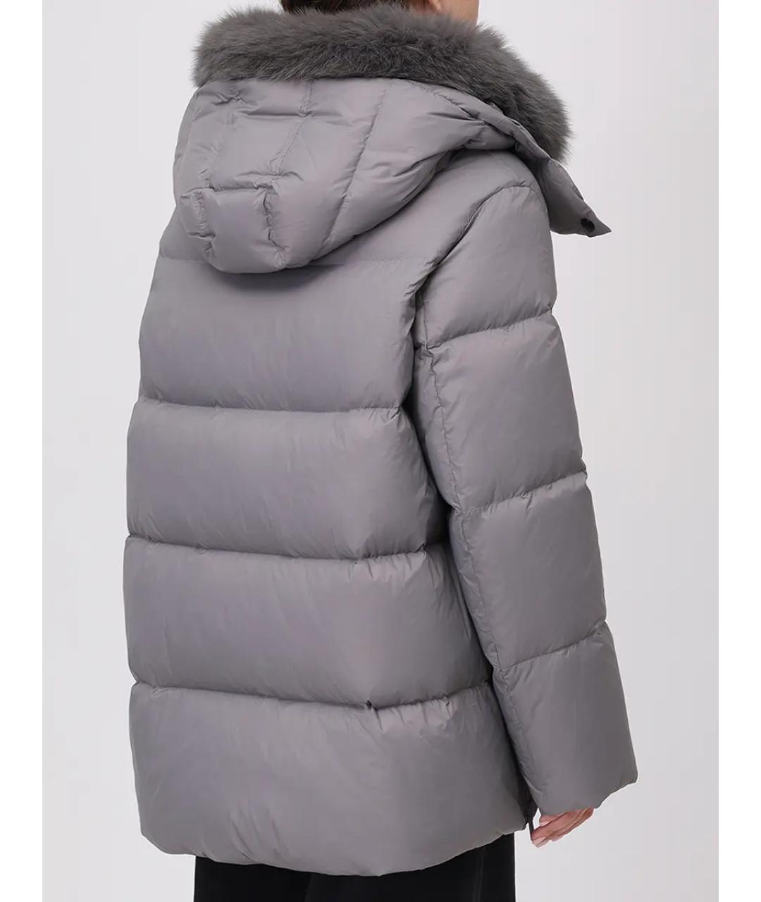 YVES SALOMON Серый полиамидовый пуховик, фото 3