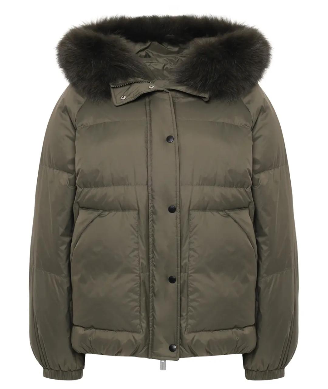 YVES SALOMON Зеленый меховой пуховик, фото 1