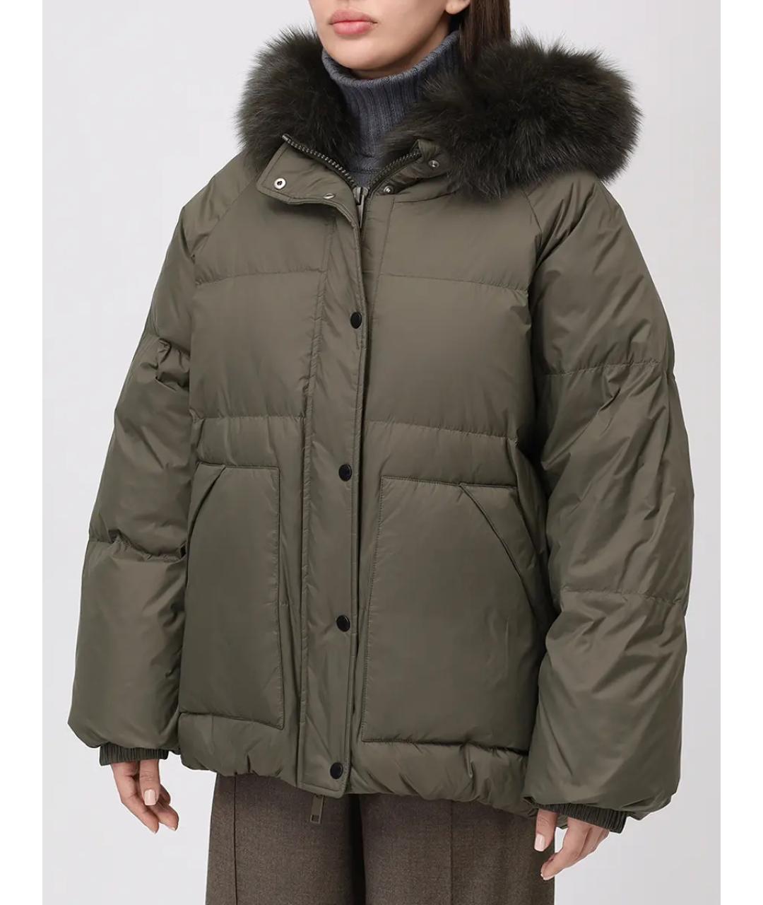YVES SALOMON Зеленый меховой пуховик, фото 4