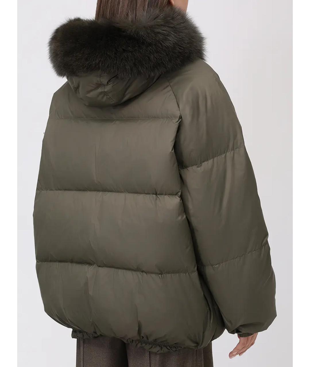 YVES SALOMON Зеленый меховой пуховик, фото 3