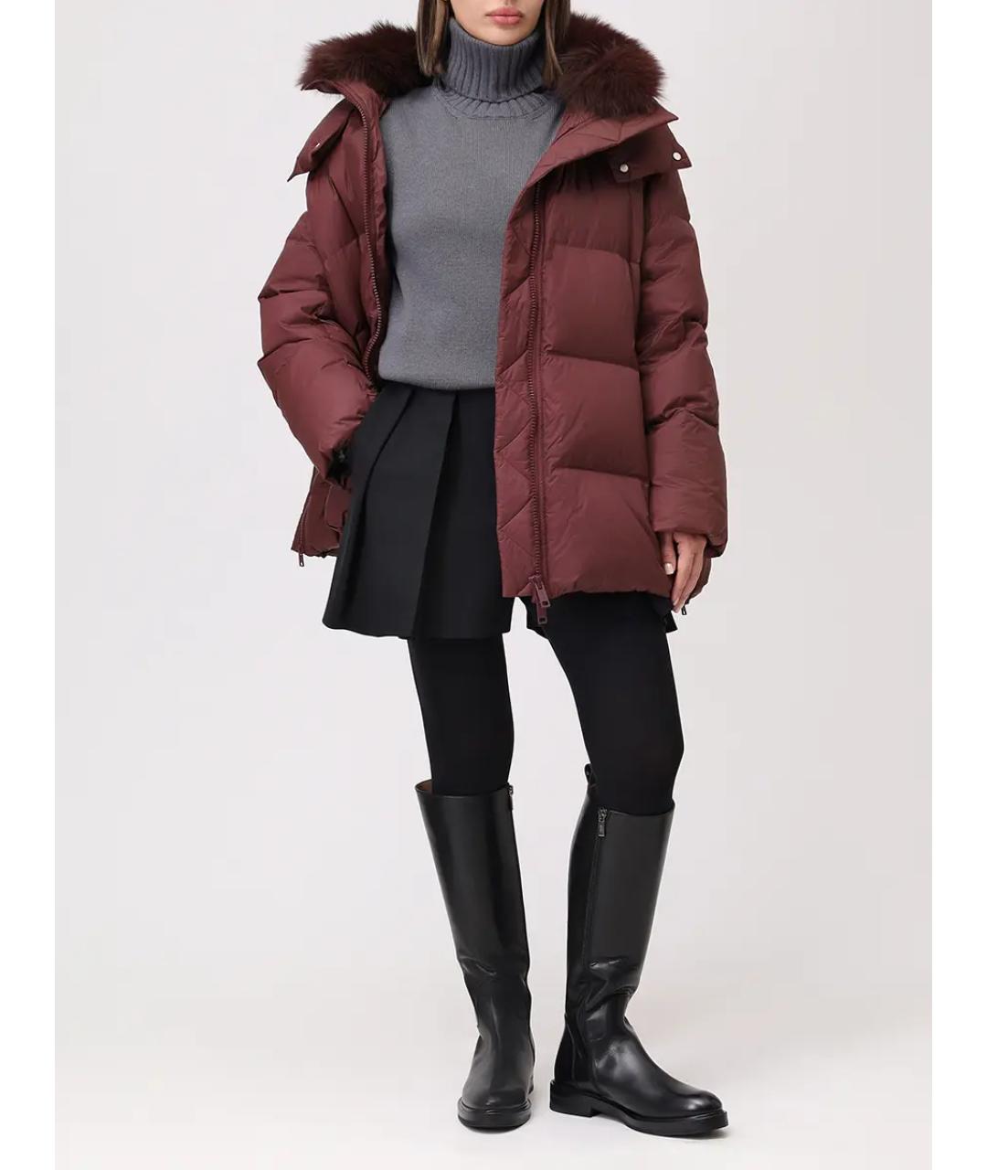 YVES SALOMON Бордовый пуховик, фото 2