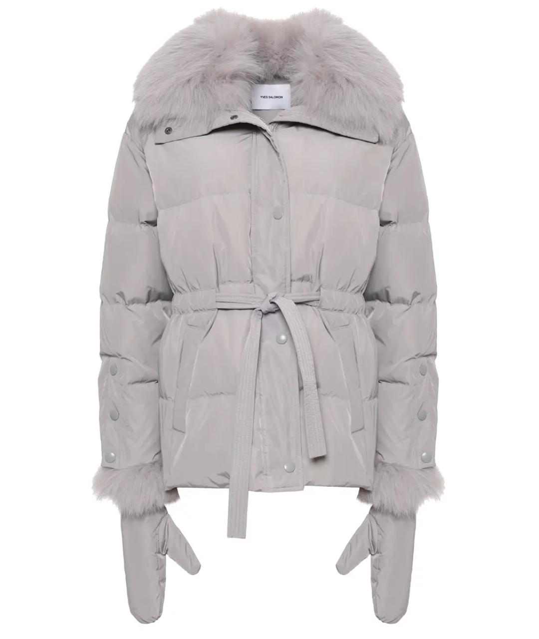 YVES SALOMON Серый меховой пуховик, фото 1