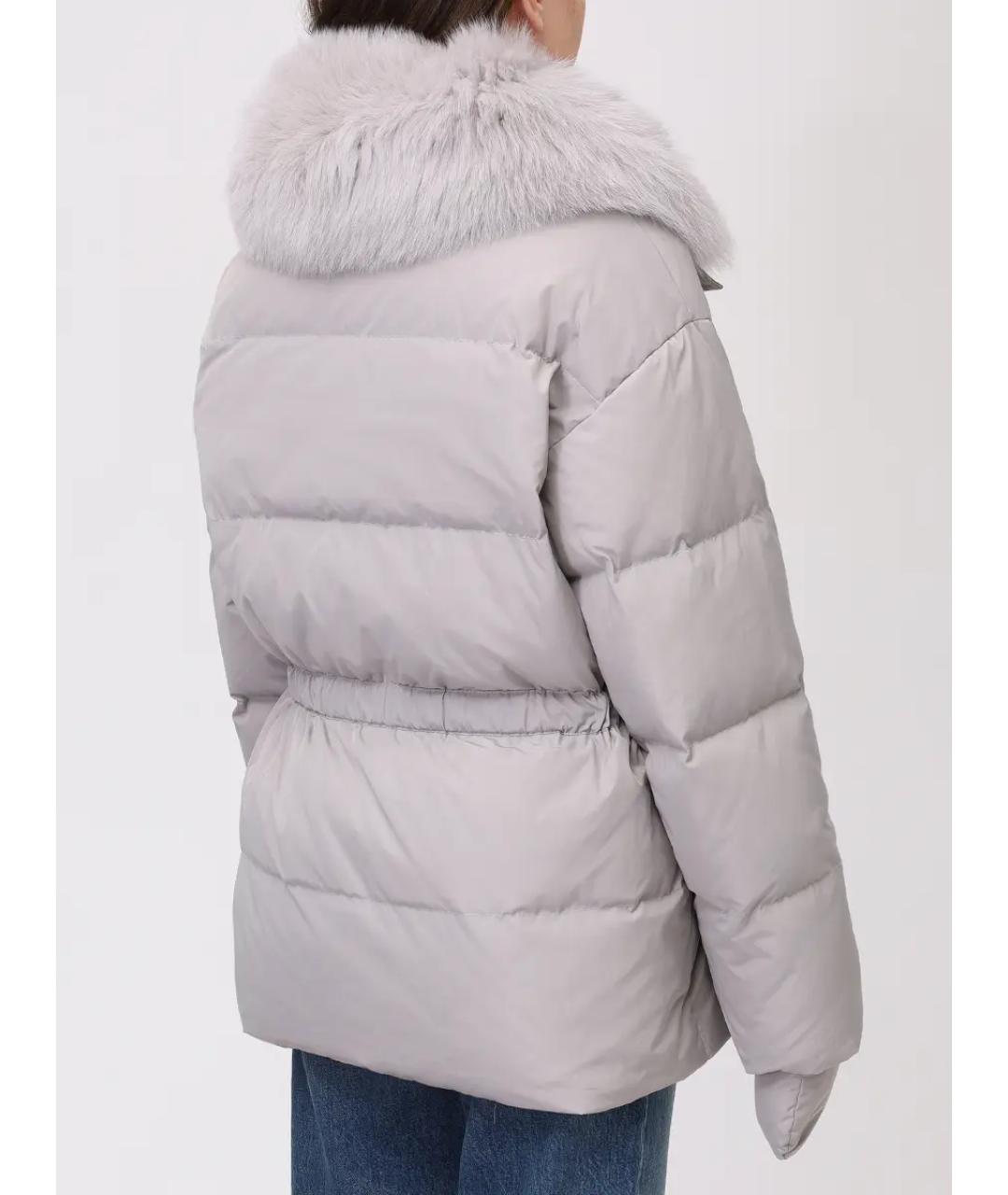 YVES SALOMON Серый меховой пуховик, фото 3