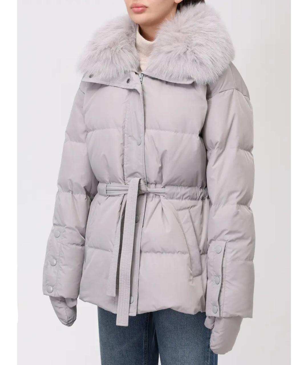 YVES SALOMON Серый меховой пуховик, фото 4