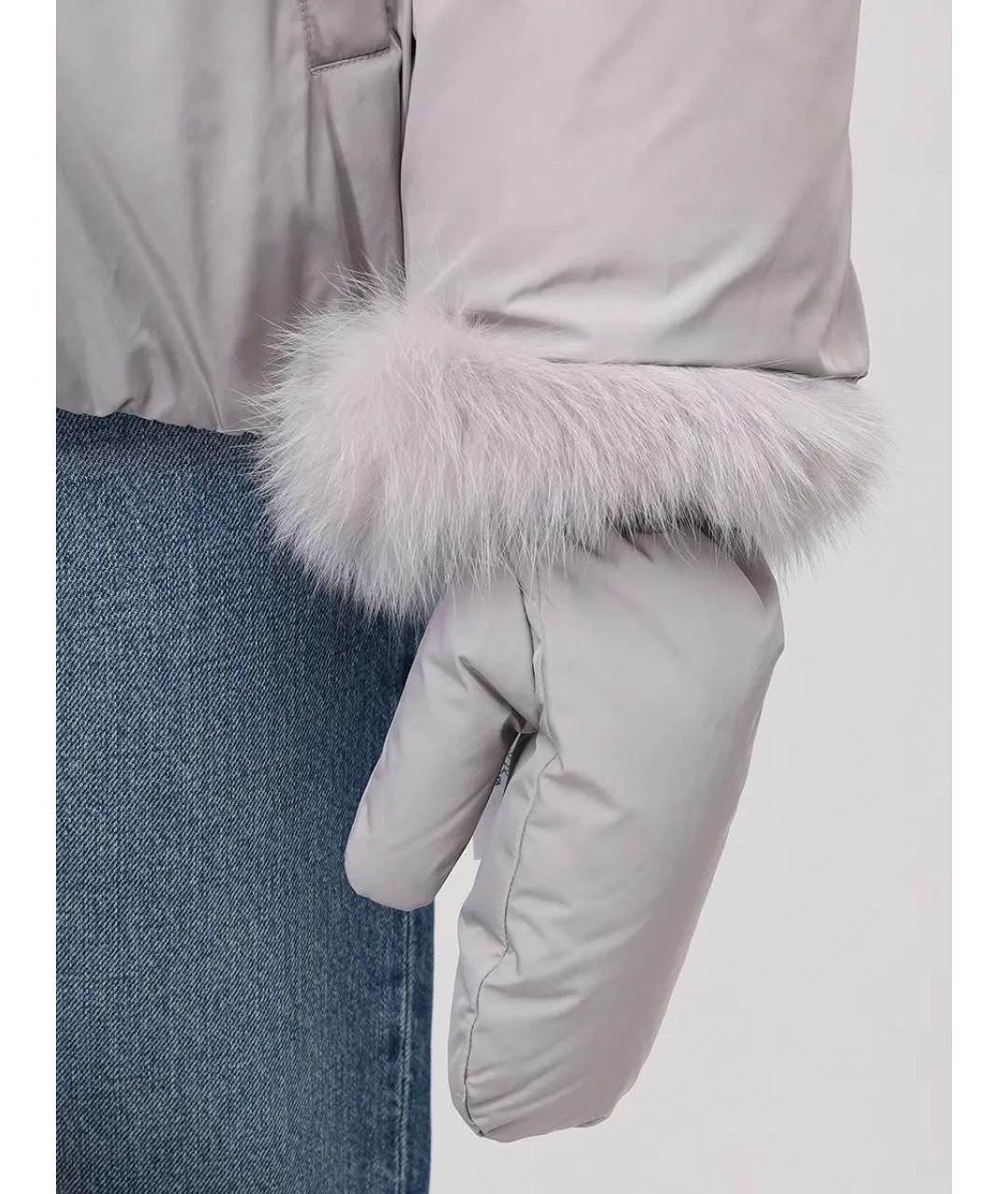 YVES SALOMON Серый меховой пуховик, фото 5