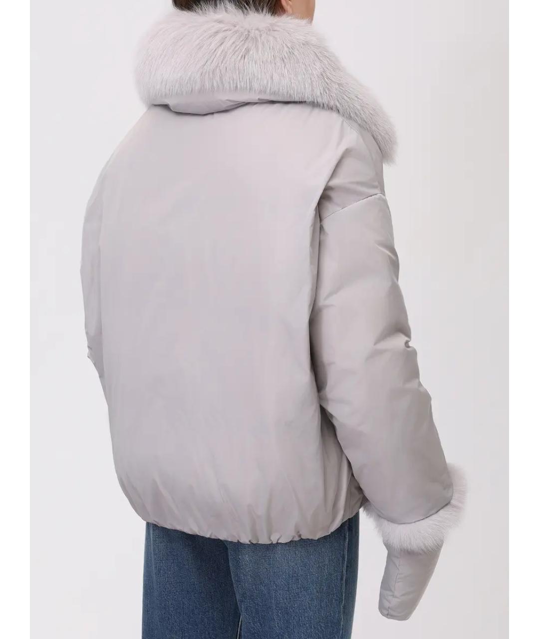 YVES SALOMON Серый меховой пуховик, фото 3