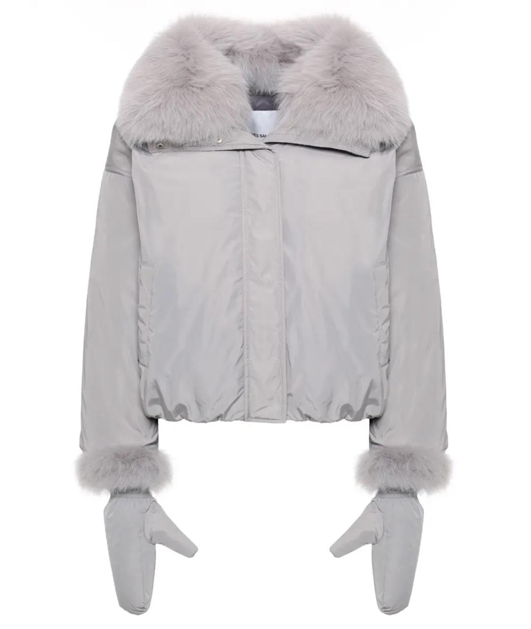 YVES SALOMON Серый меховой пуховик, фото 1